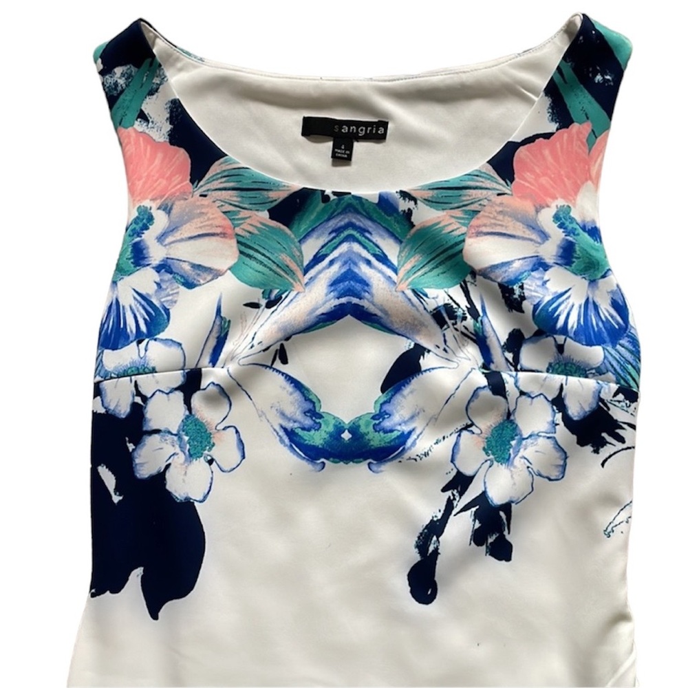 Sangria Ocean Colors Flower Print Dress - Picture 2 of 7
